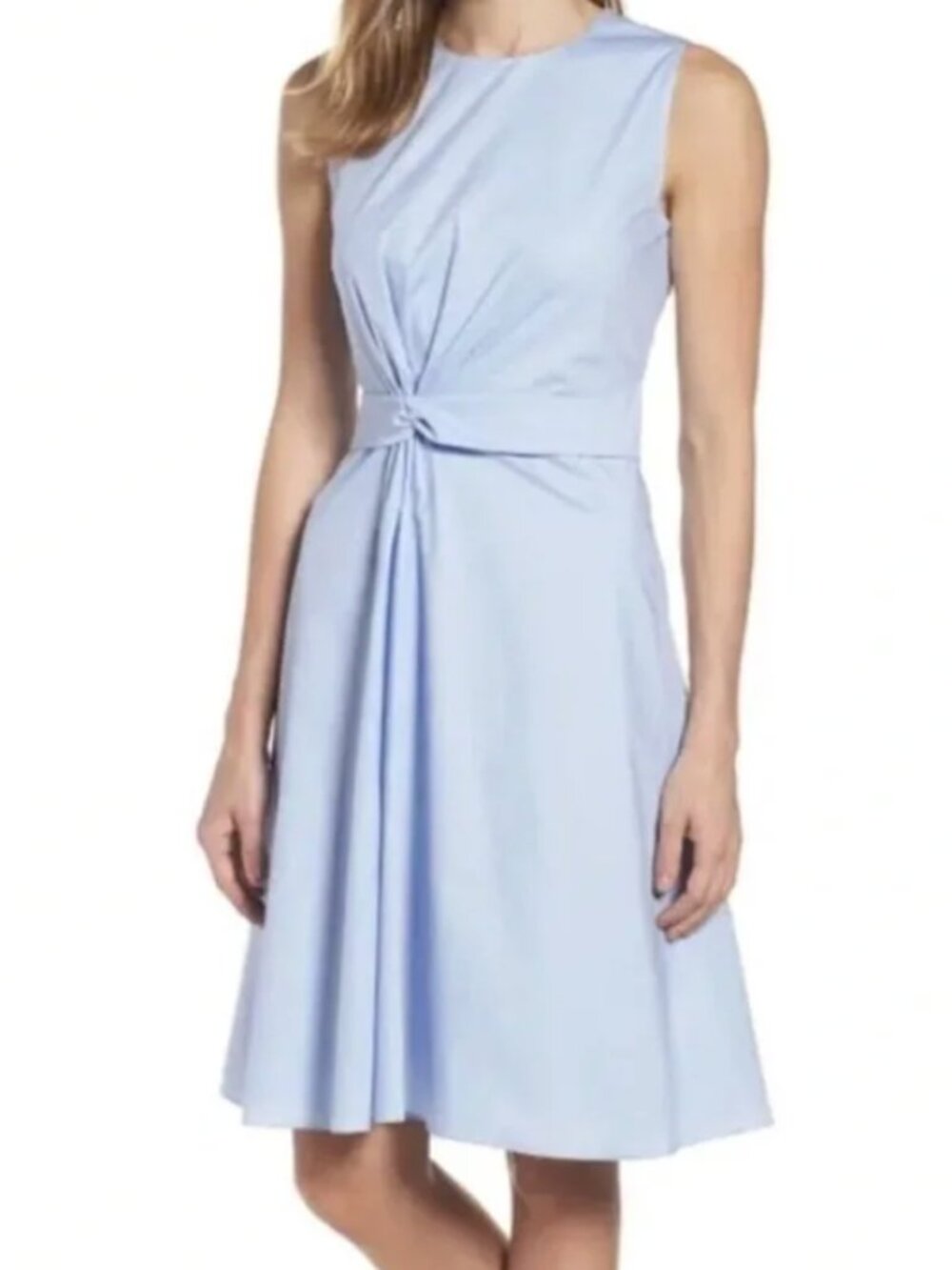 Hugo Boss Poplin Sleeveless Twist Front Midi Dress